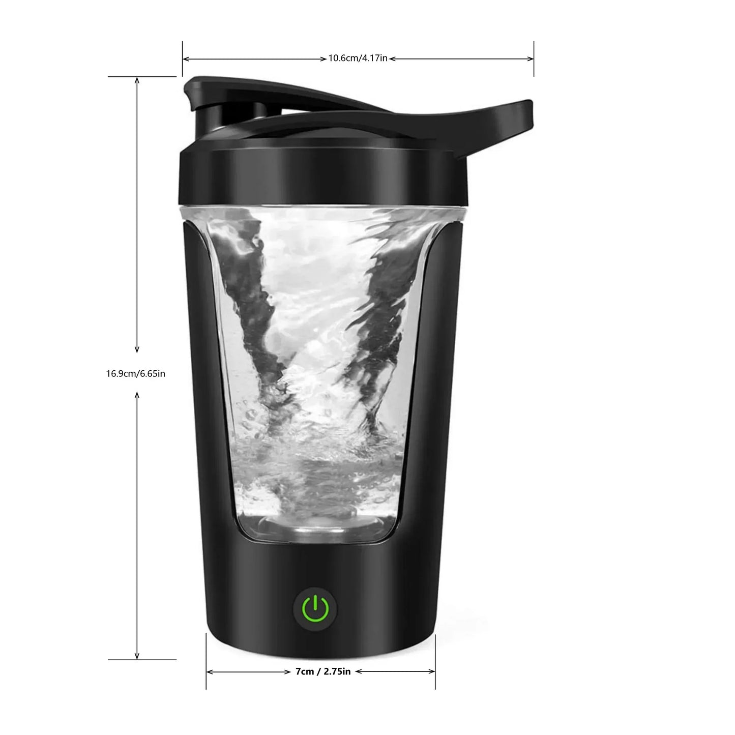 Portable Electric Protein Shaker Bottle 450ML Self-Mixing Blender Cup Black